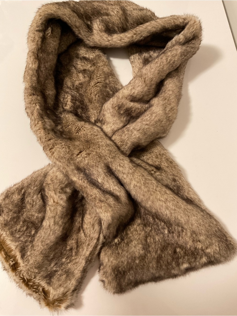 Plush Faux Fur Scarf - Brown